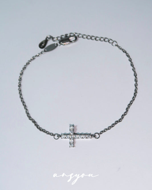 Full Diamond Cross Bracelet