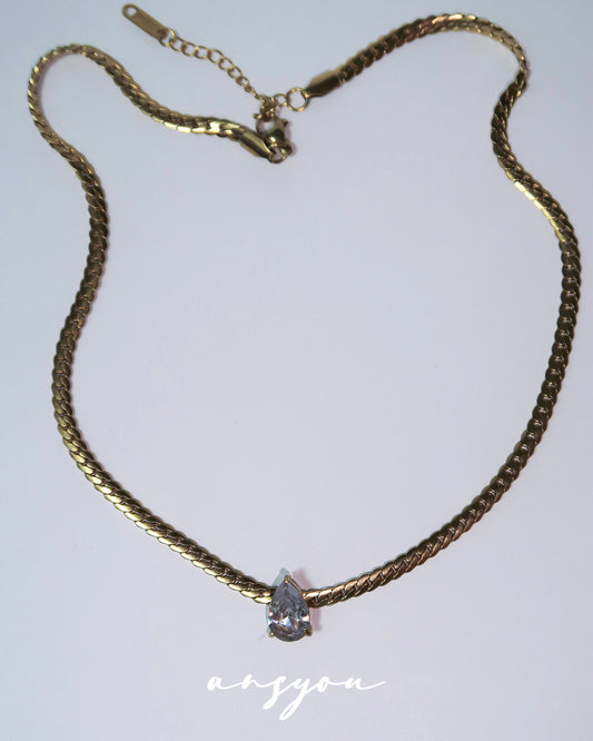 French Waterdrop Snake Chain Necklace