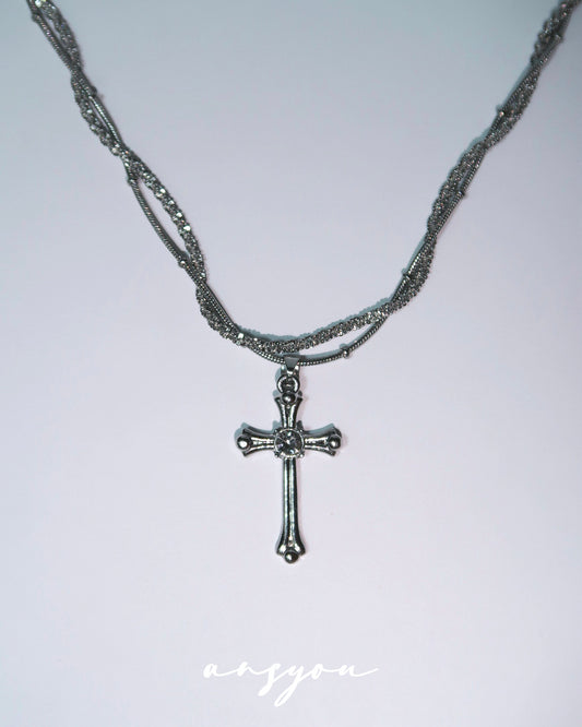 Vintage Cross Layered Necklace