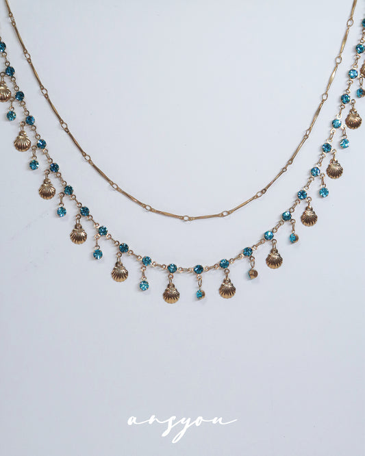 Blue Shell Layered Necklace
