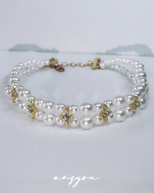 Layered Pearl Cross Choker