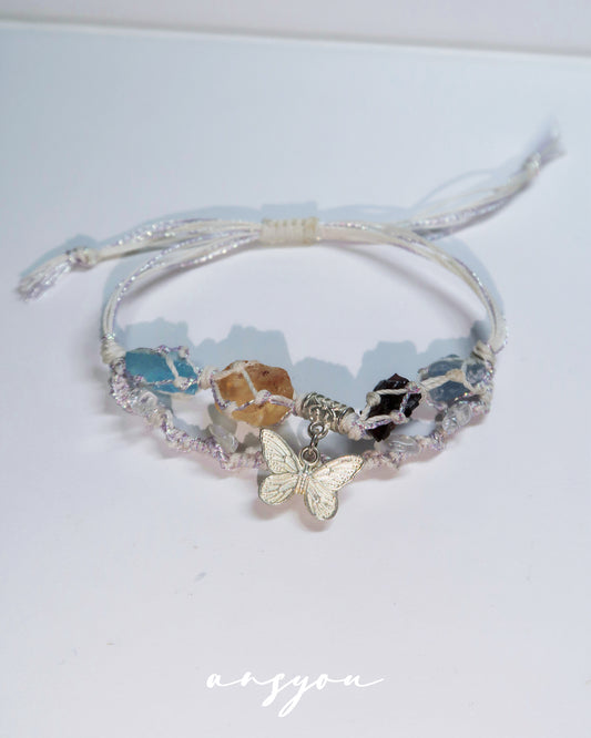 Morning Butterfly Garden Crystal & Fluorite Healing Bracelet
