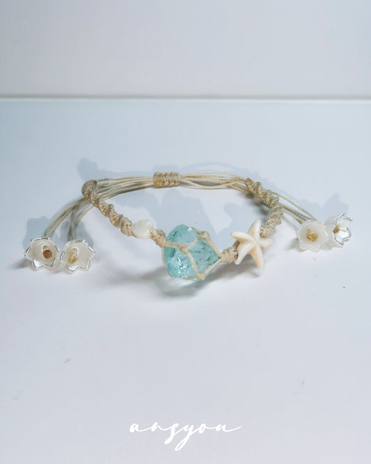 Ice Blue Ocean Whisper Crystal & Fluorite Healing Bracelet
