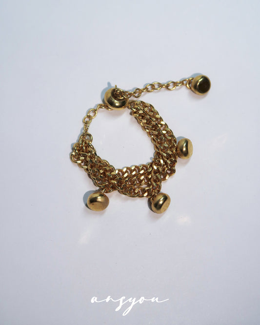Gold Bead Tassel Ring