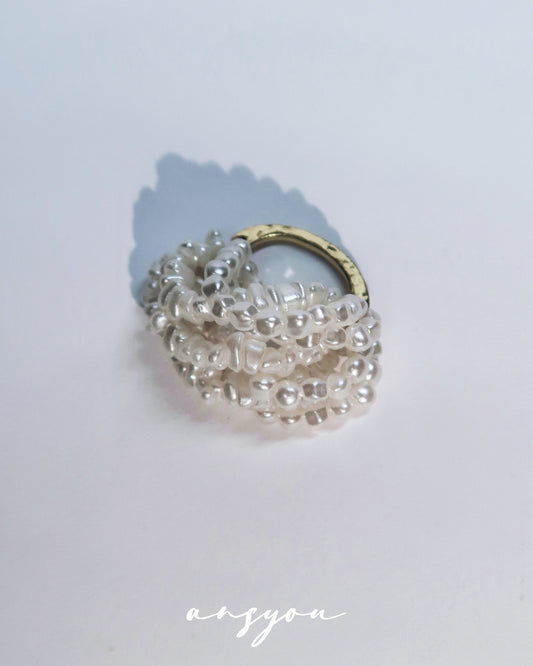 Woven Layered Pearl Gold Ring
